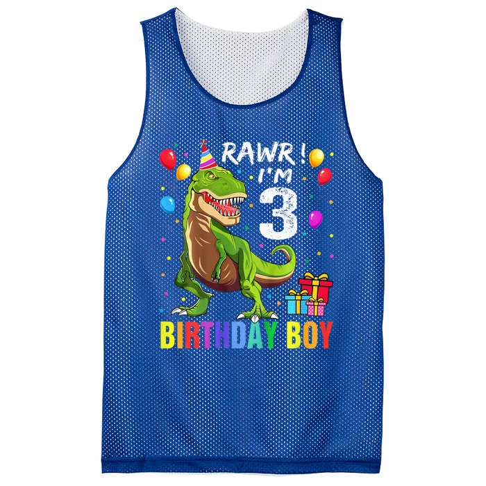 3 Year Old 3rd Birthday T Rex Dinosaur Mesh Reversible Basketball Jersey Tank