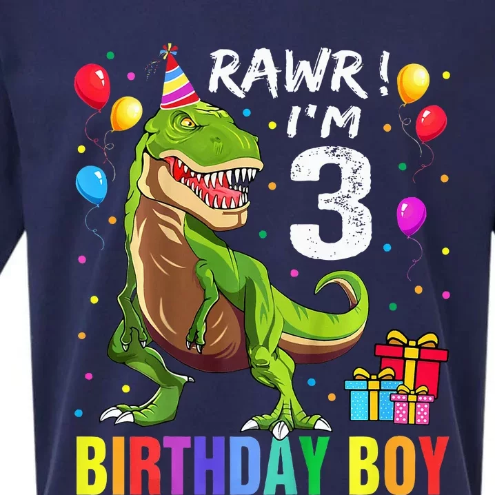 3 Year Old 3rd Birthday T Rex Dinosaur Sueded Cloud Jersey T-Shirt