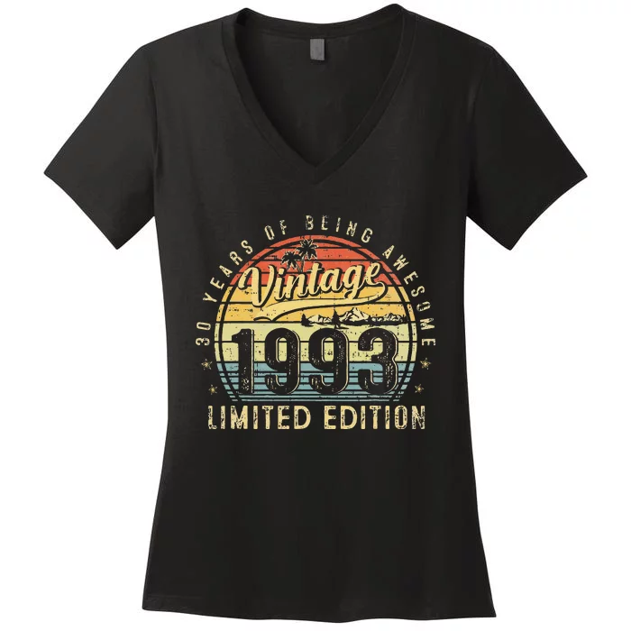 30 Year Old Vintage 1993 Limited Edition 30th Birthday Gifts Women's V-Neck T-Shirt