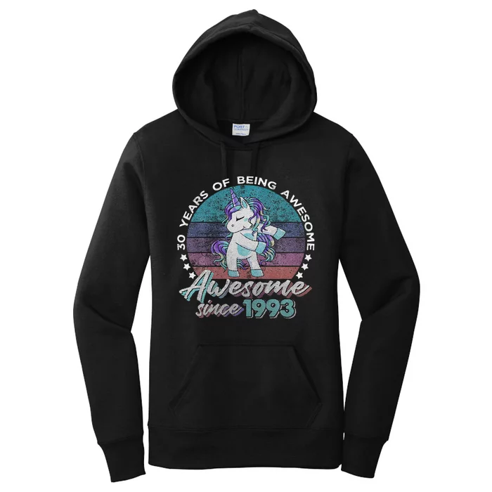 30 Years Old Flossing Unicorn Gifts 30th Birthday Party Women's Pullover Hoodie