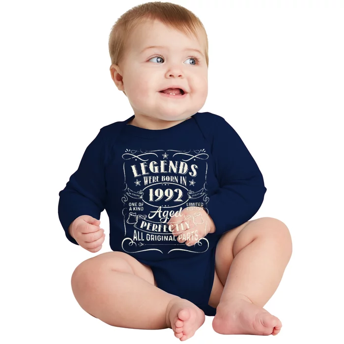 31 Years Old Gifts Legends Were Born In 1992 31st Birthday Baby Long Sleeve Bodysuit