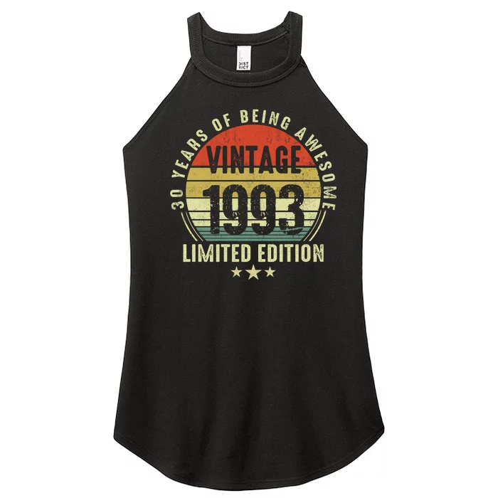 30 Year Old Vintage 1993 Limited Edition 30th Birthday Gift Ideas Women’s Perfect Tri Rocker Tank