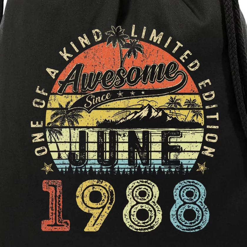 35 Year Old Awesome Since June 1988 35th Birthday Drawstring Bag