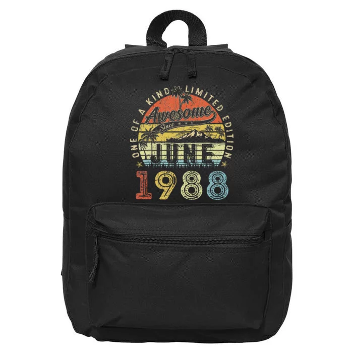 35 Year Old Awesome Since June 1988 35th Birthday 16 in Basic Backpack