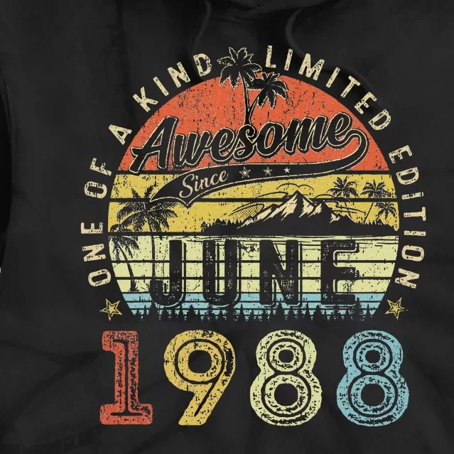 35 Year Old Awesome Since June 1988 35th Birthday Tie Dye Hoodie