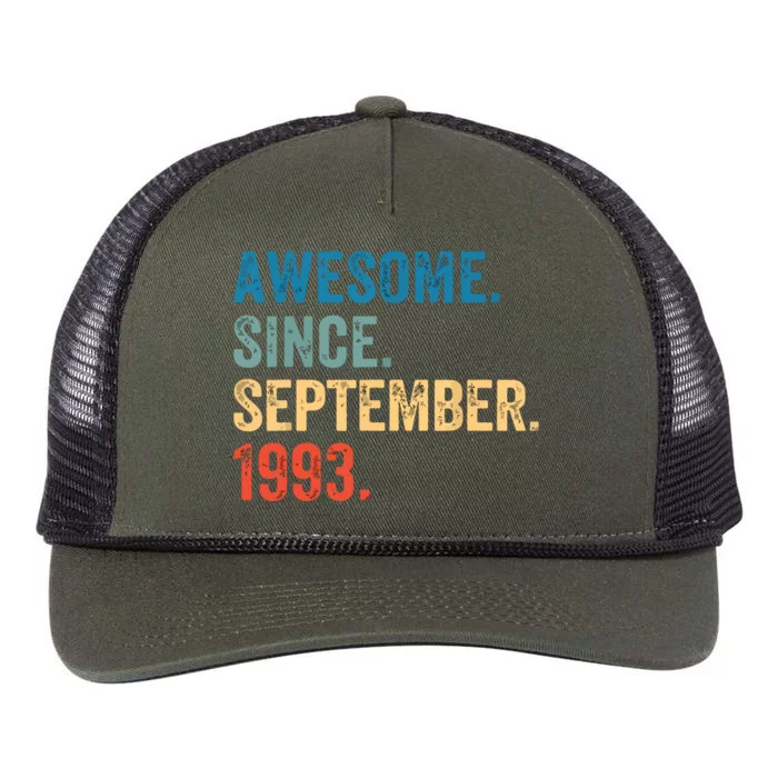 30 Years Old Awesome Since September 1993 30th Birthday Retro Rope Trucker Hat Cap