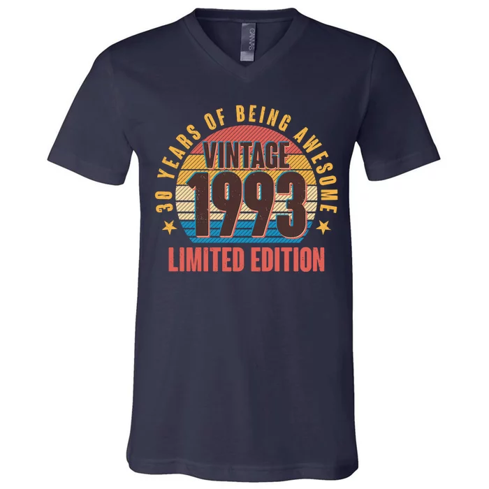 30 Years Of Being Awesome 1993 Limited Edition Vintage Retro V-Neck T-Shirt