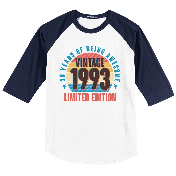 30 Years Of Being Awesome 1993 Limited Edition Vintage Retro Baseball Sleeve Shirt