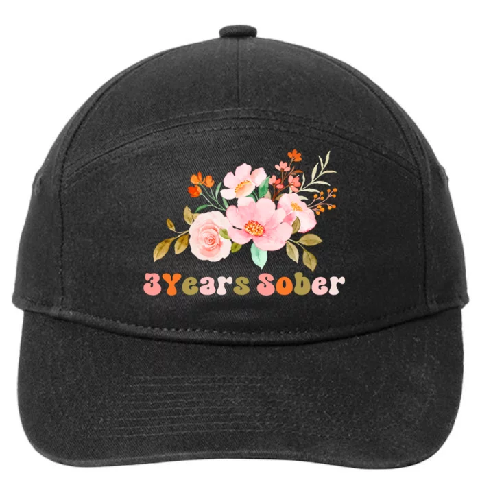 3 Years Sober Gift Sober Anniversary Gift Sobriety Gift Recovery Soberversary 7-Panel Snapback Hat