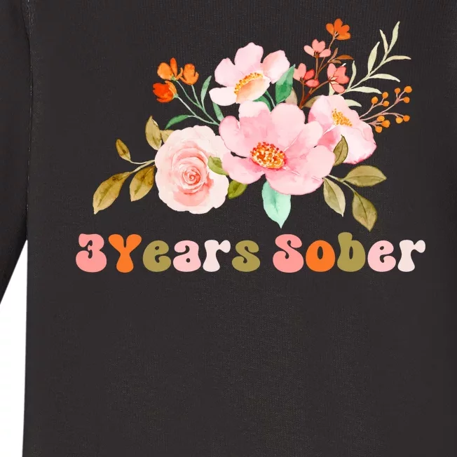 3 Years Sober Gift Sober Anniversary Gift Sobriety Gift Recovery Soberversary Baby Long Sleeve Bodysuit