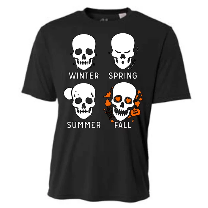 4 Seasons Skeleton Winter Summer Fall Spring Cooling Performance Crew T-Shirt