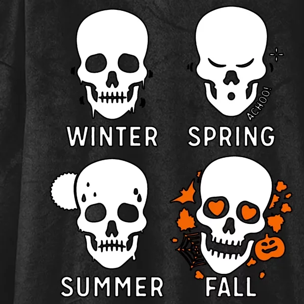 4 Seasons Skeleton Winter Summer Fall Spring Hooded Wearable Blanket