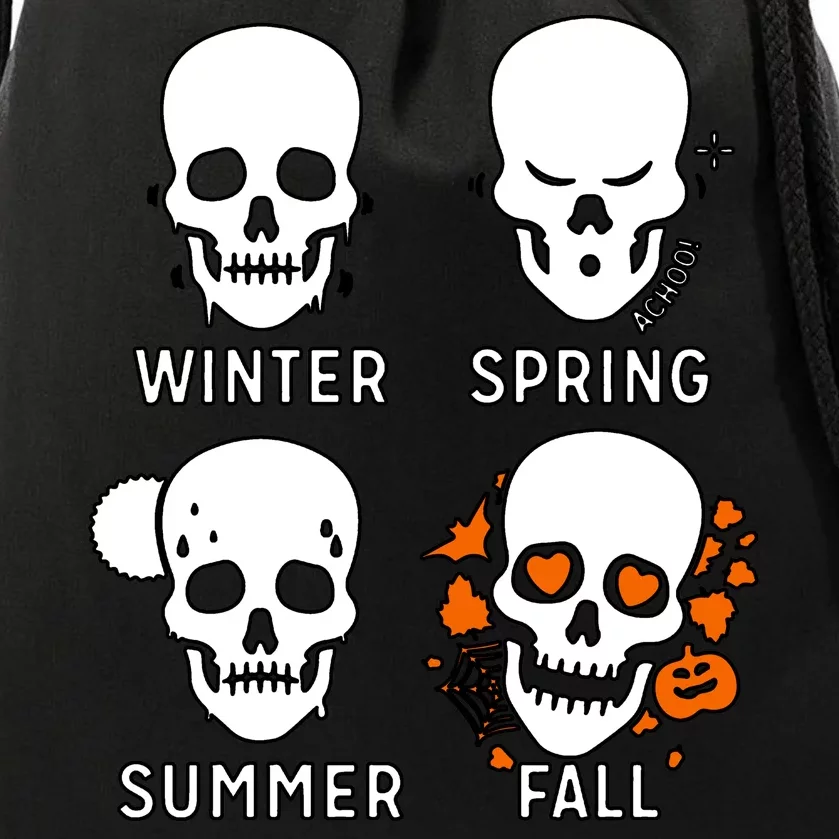 4 Seasons Skeleton Winter Summer Fall Spring Drawstring Bag