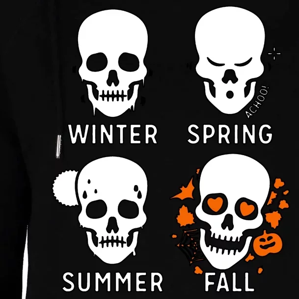 4 Seasons Skeleton Winter Summer Fall Spring Womens Funnel Neck Pullover Hood