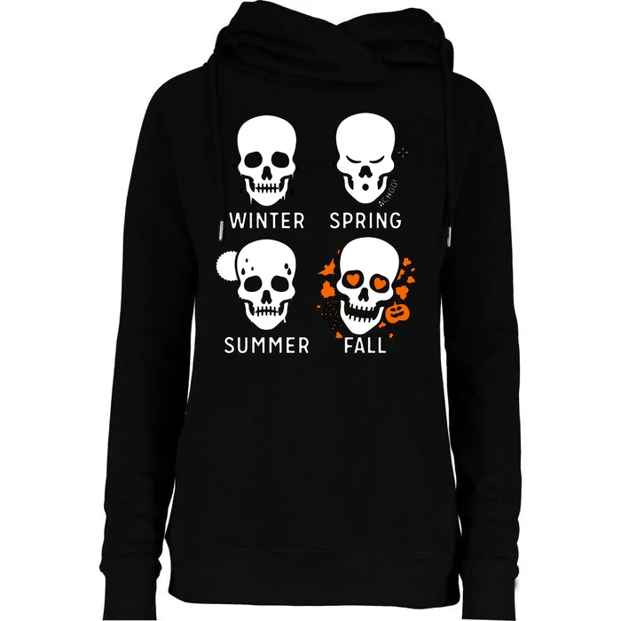 4 Seasons Skeleton Winter Summer Fall Spring Womens Funnel Neck Pullover Hood