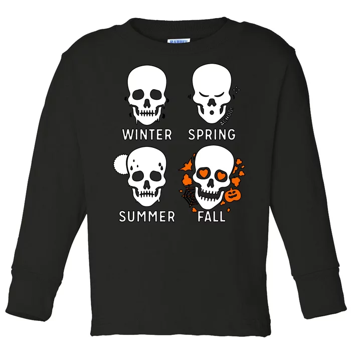 4 Seasons Skeleton Winter Summer Fall Spring Toddler Long Sleeve Shirt