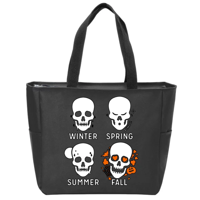 4 Seasons Skeleton Winter Summer Fall Spring Zip Tote Bag