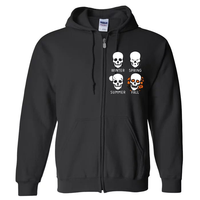 4 Seasons Skeleton Winter Summer Fall Spring Full Zip Hoodie