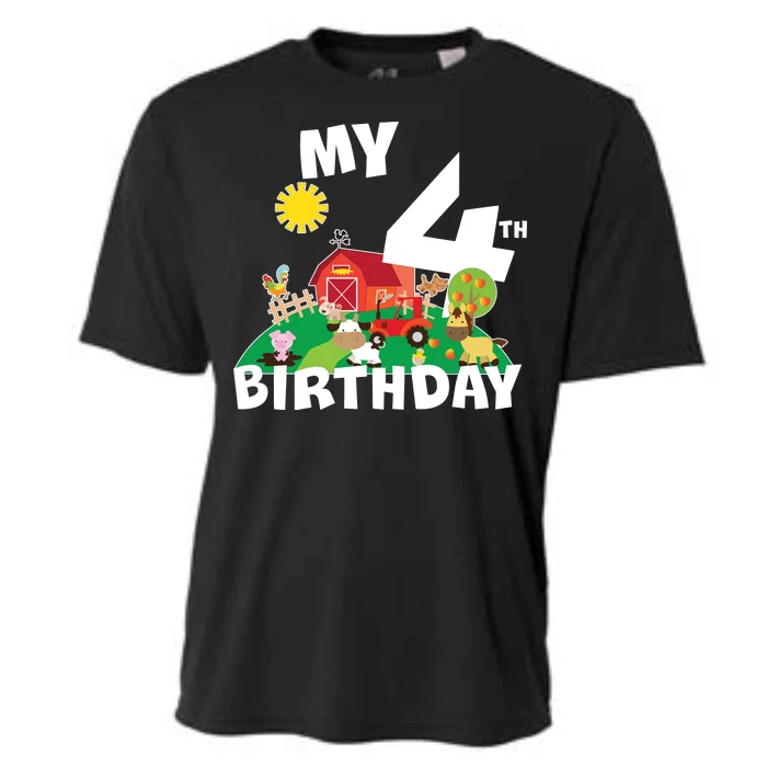 4 Year Old Farm My 4th Birthday Cooling Performance Crew T-Shirt