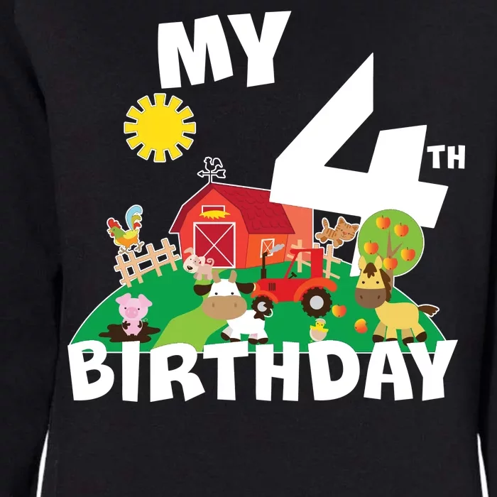 4 Year Old Farm My 4th Birthday Womens California Wash Sweatshirt