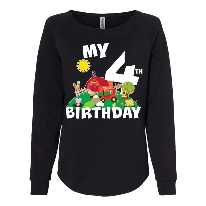 4 Year Old Farm My 4th Birthday Womens California Wash Sweatshirt