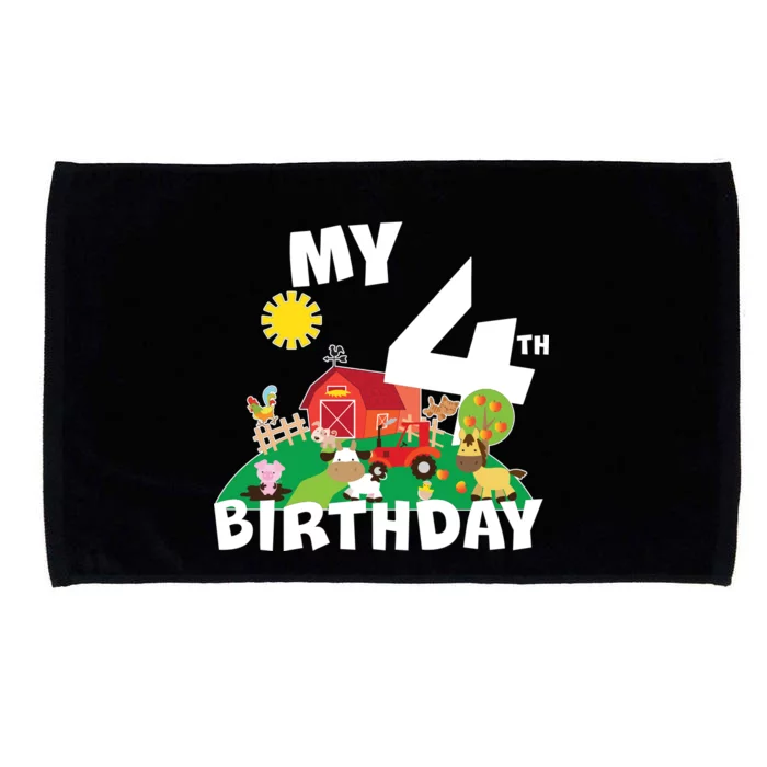 4 Year Old Farm My 4th Birthday Microfiber Hand Towel