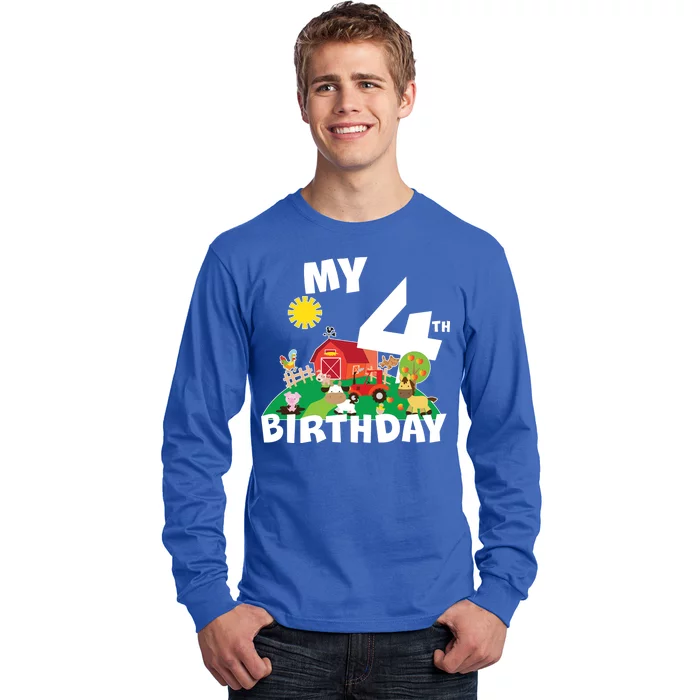 4 Year Old Farm My 4th Birthday Long Sleeve Shirt