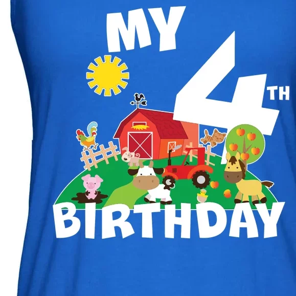 4 Year Old Farm My 4th Birthday Ladies Essential Flowy Tank