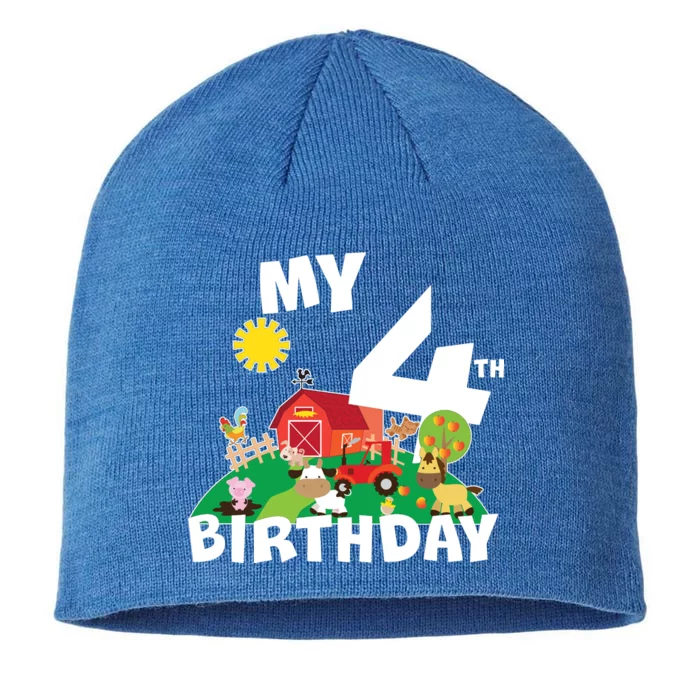 4 Year Old Farm My 4th Birthday 8 1/2in Sustainable Knit Beanie