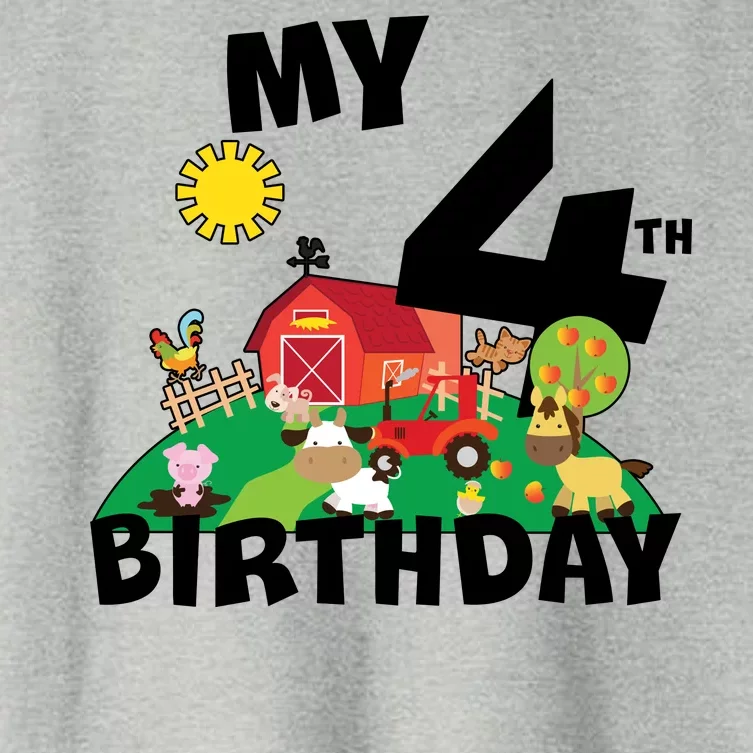 4 Year Old Farm My 4th Birthday Women's Crop Top Tee