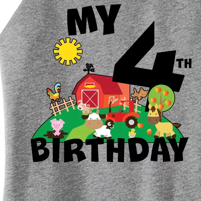 4 Year Old Farm My 4th Birthday Women’s Perfect Tri Rocker Tank