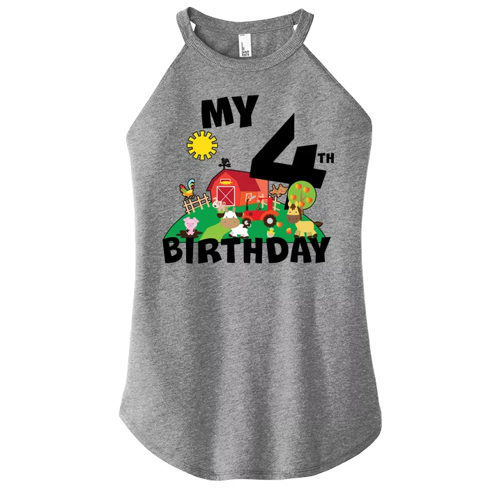 4 Year Old Farm My 4th Birthday Women’s Perfect Tri Rocker Tank