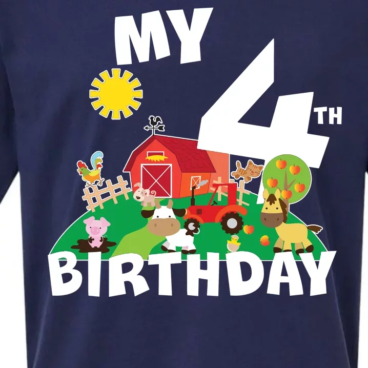 4 Year Old Farm My 4th Birthday Sueded Cloud Jersey T-Shirt