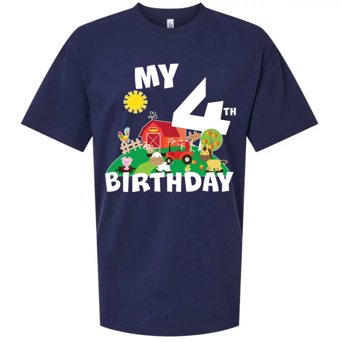 4 Year Old Farm My 4th Birthday Sueded Cloud Jersey T-Shirt