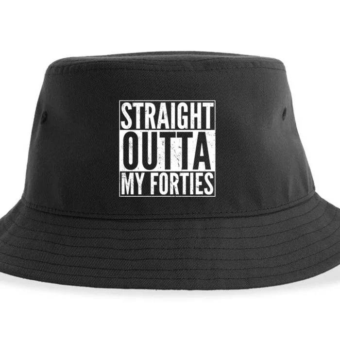 40th Birthday - Straight Outta My Forties Sustainable Bucket Hat