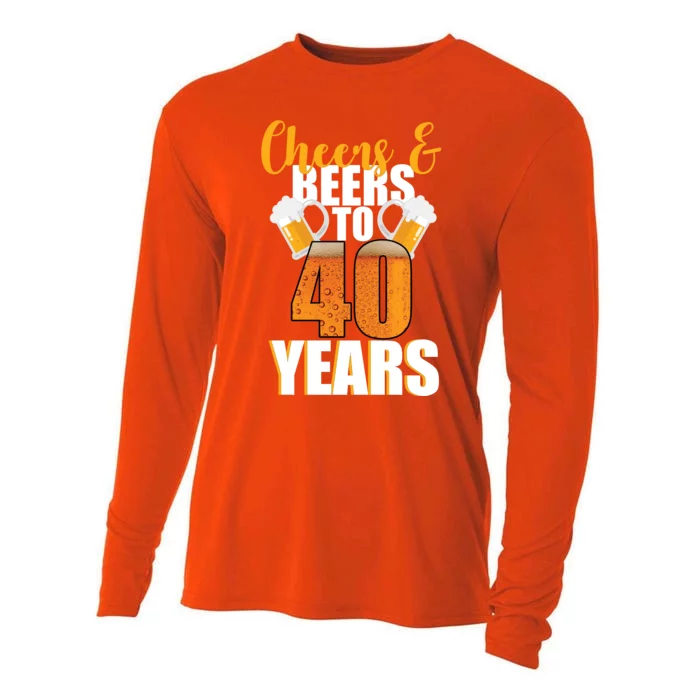 40th Birthday Cheers & Beers To 40 Years Cooling Performance Long Sleeve Crew