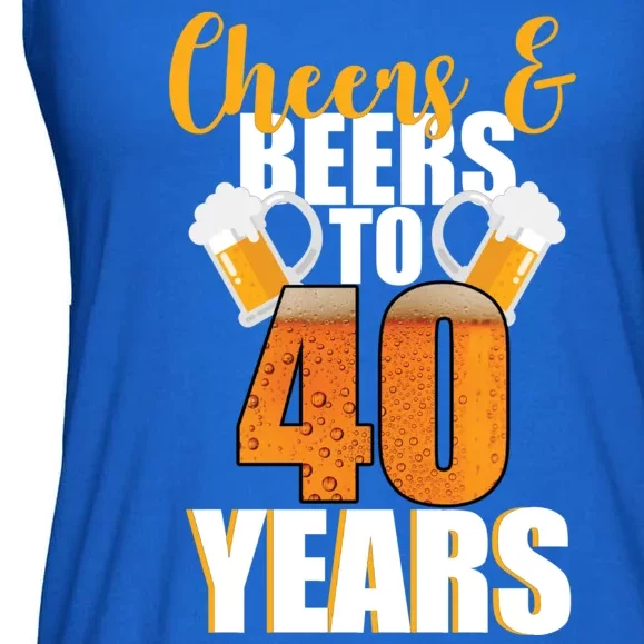 40th Birthday Cheers & Beers To 40 Years Ladies Essential Flowy Tank