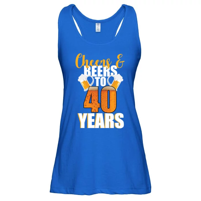 40th Birthday Cheers & Beers To 40 Years Ladies Essential Flowy Tank