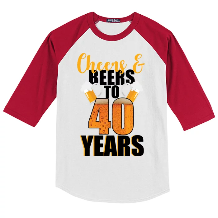 40th Birthday Cheers & Beers To 40 Years Kids Colorblock Raglan Jersey