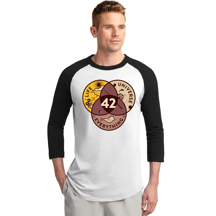 42 Answers To Life Universe Everything Hitchhikers Galaxy Guide Baseball Sleeve Shirt