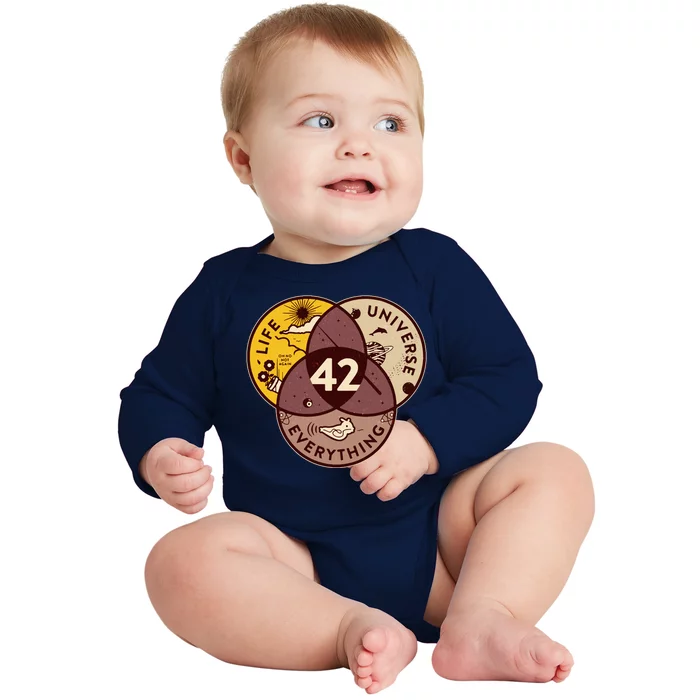 42 Answers To Life Universe Everything Hitchhikers Galaxy Guide Baby Long Sleeve Bodysuit