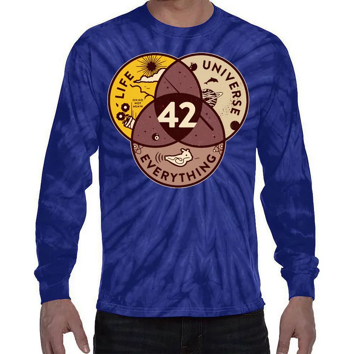 42 Answers To Life Universe Everything Hitchhikers Galaxy Guide Tie-Dye Long Sleeve Shirt