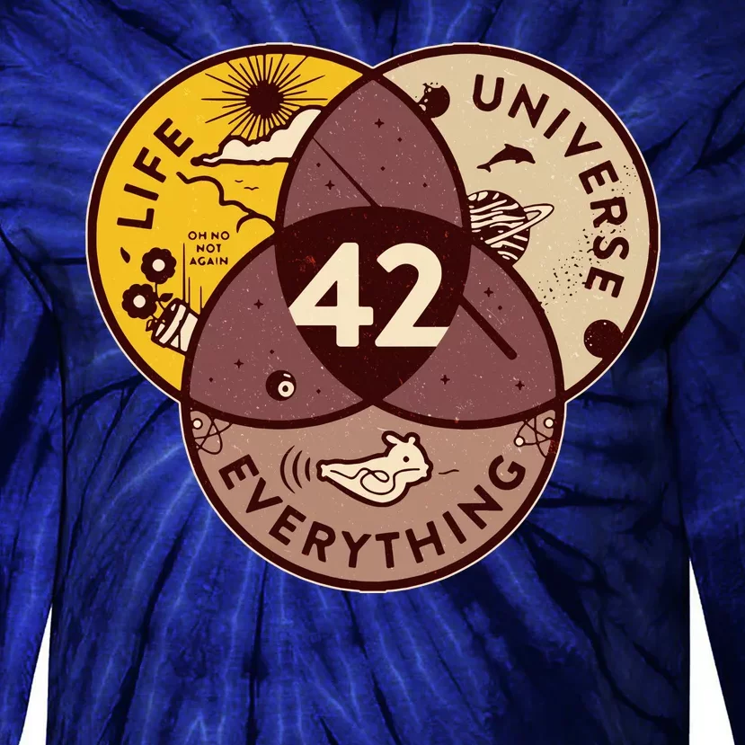 42 Answers To Life Universe Everything Hitchhikers Galaxy Guide Tie-Dye Long Sleeve Shirt