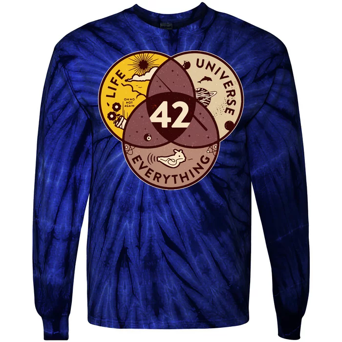 42 Answers To Life Universe Everything Hitchhikers Galaxy Guide Tie-Dye Long Sleeve Shirt