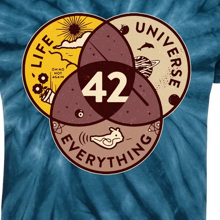 42 Answers To Life Universe Everything Hitchhikers Galaxy Guide Kids Tie-Dye T-Shirt