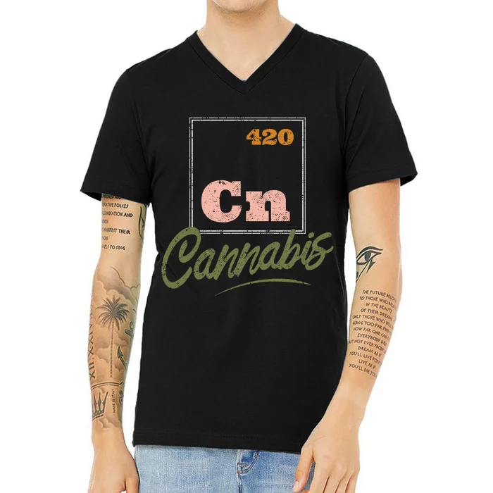 420 Cannabis Periodic Element V-Neck T-Shirt