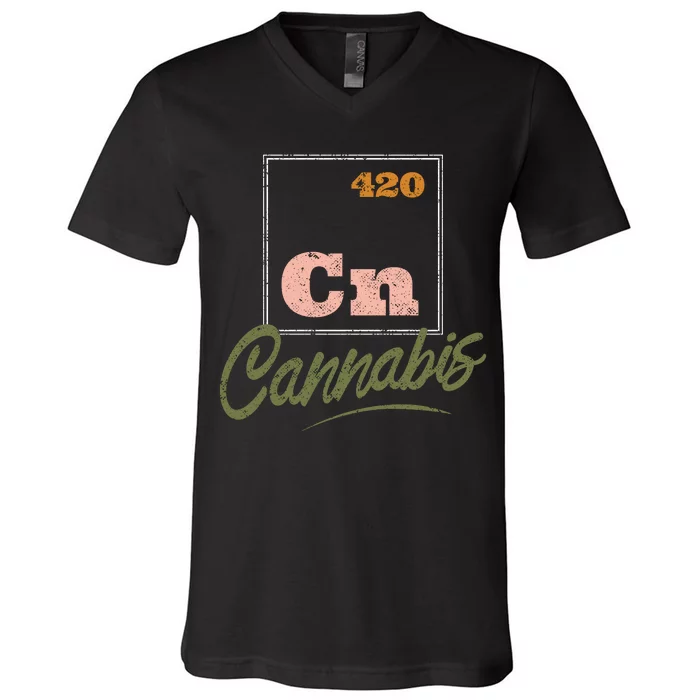 420 Cannabis Periodic Element V-Neck T-Shirt