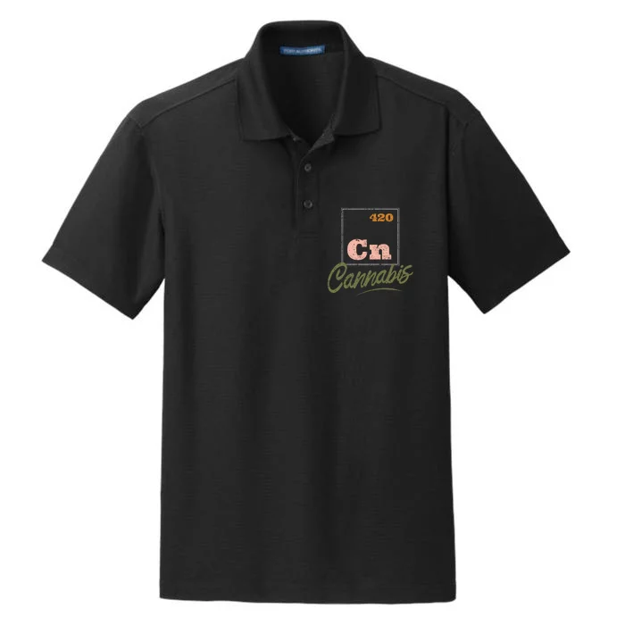 420 Cannabis Periodic Element Dry Zone Grid Performance Polo