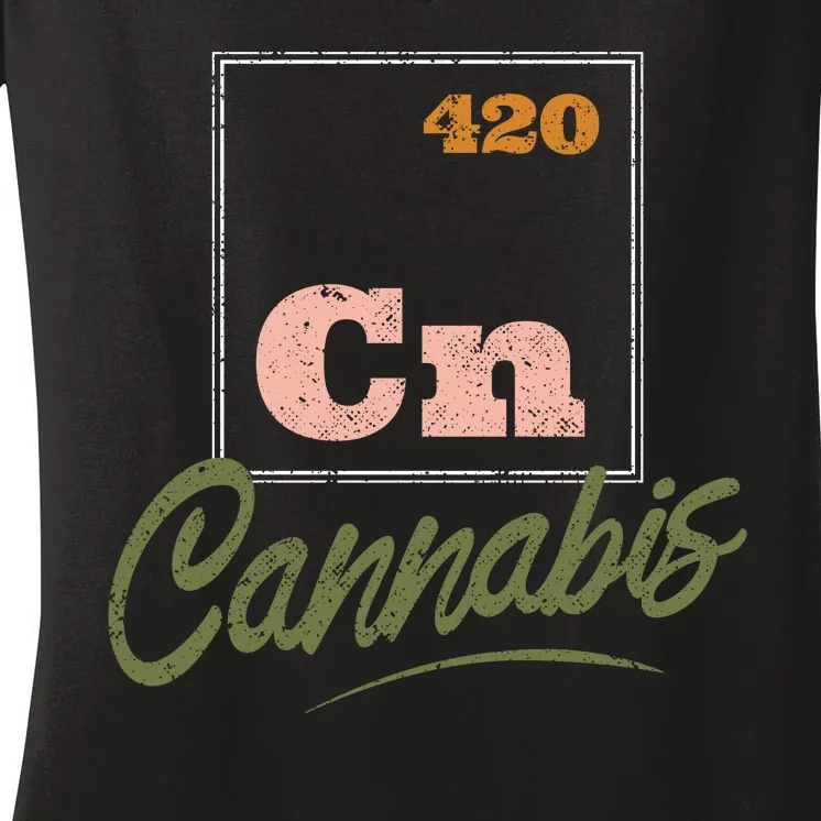 420 Cannabis Periodic Element Women's V-Neck T-Shirt