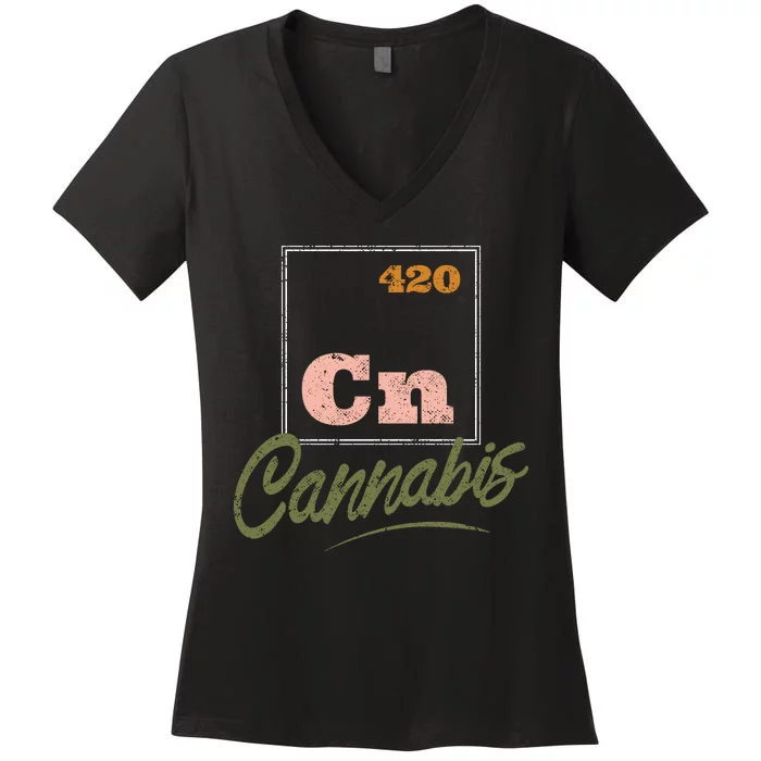 420 Cannabis Periodic Element Women's V-Neck T-Shirt